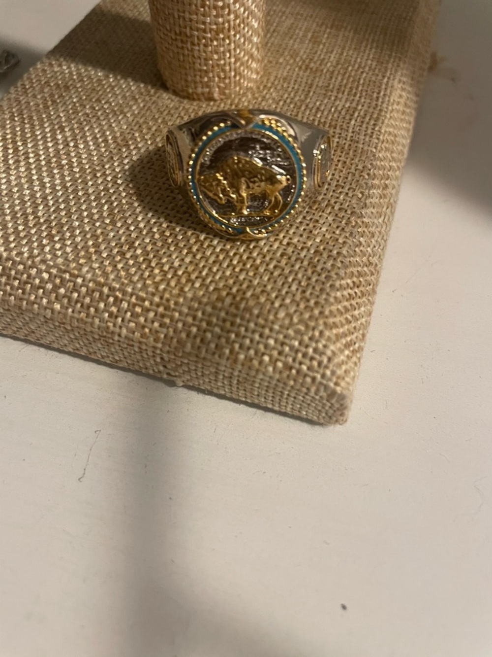 Men’s stainless steel Gold and Silver Buffalo ring